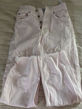 Zara Pink Distressed Boyfriend Jeans